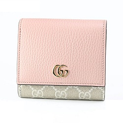ブランド品 画像 グッチ GUCCI 二つ折り財布ミニ GGスプリーム プチ マーモント ダブルG ライトピンク