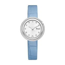 時計 画像 腕時計 レデイx-ス ピアジェ PIAGET ポセション ダイヤ レザーベルト ブルー 美品
