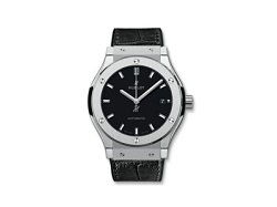 時計 画像 腕時計 メンズ ウブロ HUBLOT クラシックフュージョン チタニウム ブラックシャイニー 美品