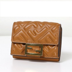 ブランド品 画像 フェンディ FENDI 三つ折り財布 FFロゴ ブラウン MICRO TRI-FOLD WALLET