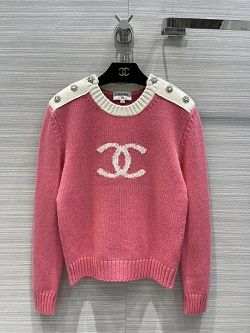 シャネル 画像 ニット カシミア ピンク 白 ココマーク