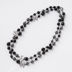 シャネル 画像 ロングネックレス ブラックパール ココマーク