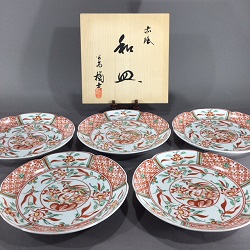 食器 画像 たち吉 赤絵 鳳凰 皿5枚セット