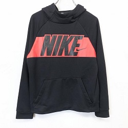 古着 画像 パーカー フーディ ハイネック DRY-FIT 黒 NIKE Lサイズ レディース 美品