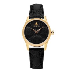 時計 画像 腕時計 レディース グッチ GUCCI Ｇ-タイムレス レザーベルト 黒 グッチビー bihinn