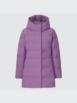 古着 画像 シームレスダウンショートコート うすむらさき UNIQKO Mサイズ レディース 美品