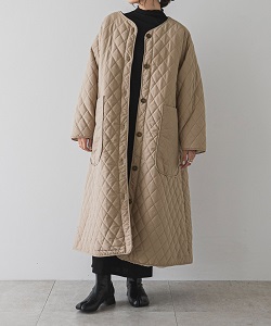 古着 画像 ボア×キルト リバーシブルロングコート ベージュ RETRO GIRL フリーサイズ レディース 美品