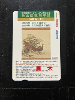 株主優待 画像 阪急阪神ホールディングス 乗車証4回カード 2026.11.30