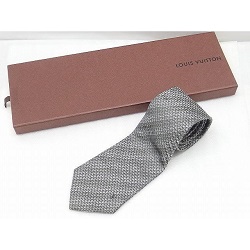 ルイヴィトン 画像 ネクタイ グレー系 LVロゴ