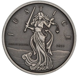 銀製品 画像 純銀製 コイン 正義の女神アンティーク 1oz