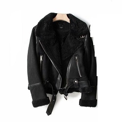 古着 画像 ライダース ムートン 中ボア 黒 BeDoTe Lサイズ レディース 美品