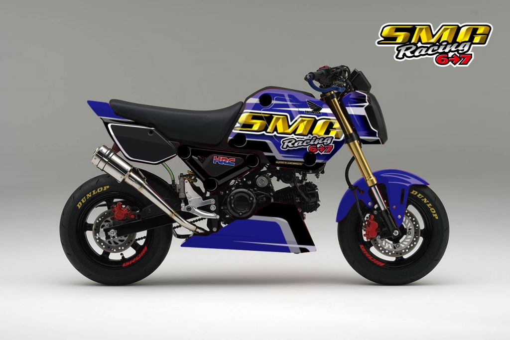 Grom Design 新作GROM5(HRC-GROM、SMG6→7、キャンディー青ブルー、蛍光イエロー黄色、ロゴ、ラメ) | カスタムペイント QMA ...