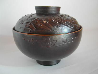 会津鉄錆塗（てつさびぬり）木製汁椀7客（明治〜大正