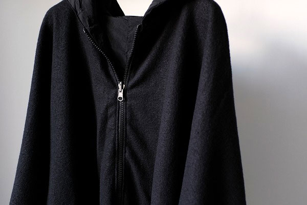 TRANSIT PAR SUCH ウールロングコート 黒 異素材 イタリア製 TRANSIT PAR-SUCH 