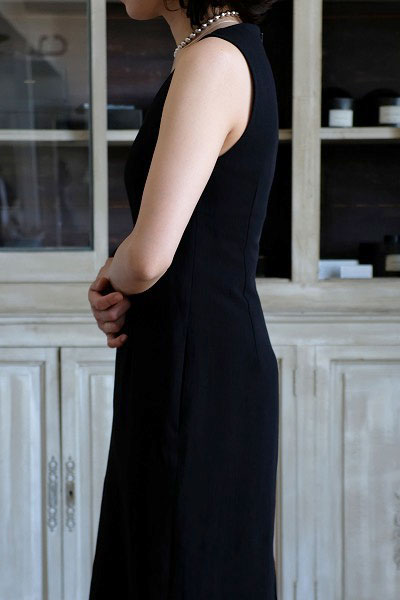 ワンピース HARD TWIST COTTON LINEN GABARDIN DRESS Auralee Hard Twist Cotton Linen Gabardine Dress Black