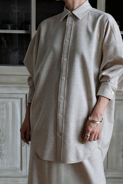 blamink ウールカシミヤレギュラーカラーシャツグレー36