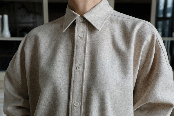 blamink ウールカシミヤレギュラーカラーシャツ　グレー　36 blamink ウールカシミヤレギュラーカラーシャツ グレー 36