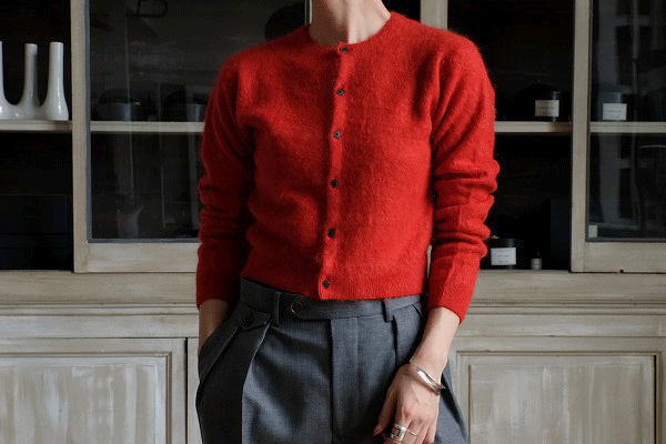 auralee BABY ALPACA FUR KNIT カーディガン アルパカ GARMENT-DYED