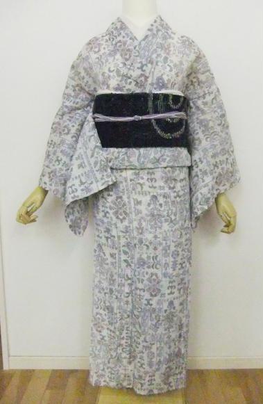 小千谷ちぢみ 花柄 小千谷ちぢみ 花柄 小千谷ちぢみ 白地にカラフル