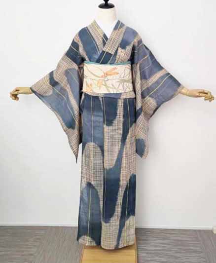 アンティーク壺垂れ柄麻キモノ✖秋草に赤トンボ絽名古屋帯 | はきもの