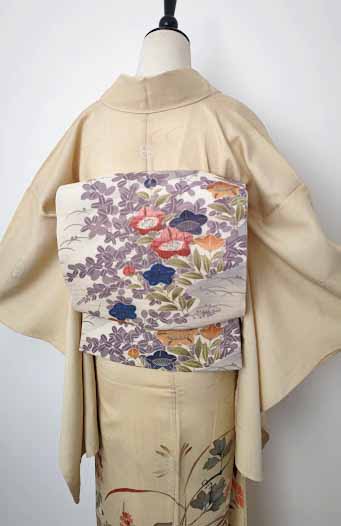 刺繍たっぷりな裾模様単衣＆お仕立て品萩と桔梗絽名古屋帯 | は