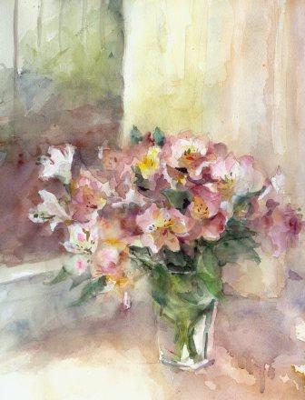 窓辺の花 | チャコの水彩画物語