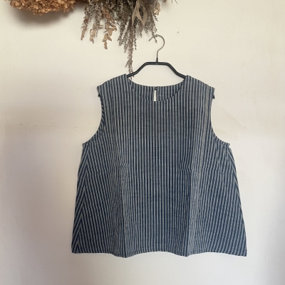 きいこ様ヤンマ産業会津木綿YAMMAMAN Tシャツ水色棒縞未使用品 YAMMAのお洋服 会津木綿 | MONDAY STORE