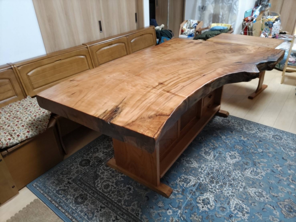 天然木 杉 一枚板 テーブル 無垢材 未加工 直接引取可能 むくもり