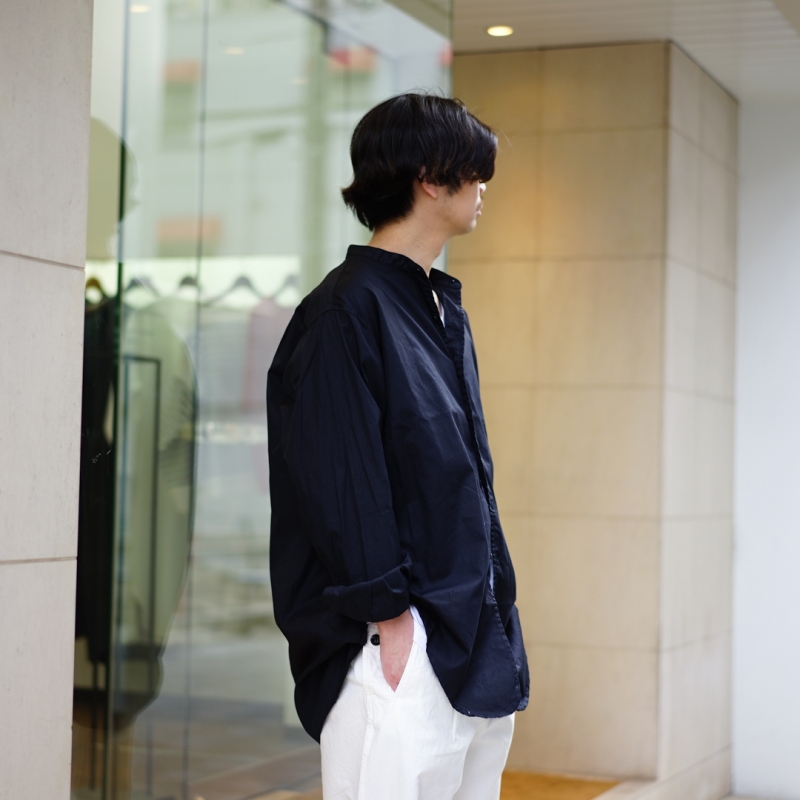 OUTIL 24SS CHEMISIER SAPOIS バンドカラーシャツ OUTIL ウティ｜chemisier sapois バンドカラーシャツ charcoal