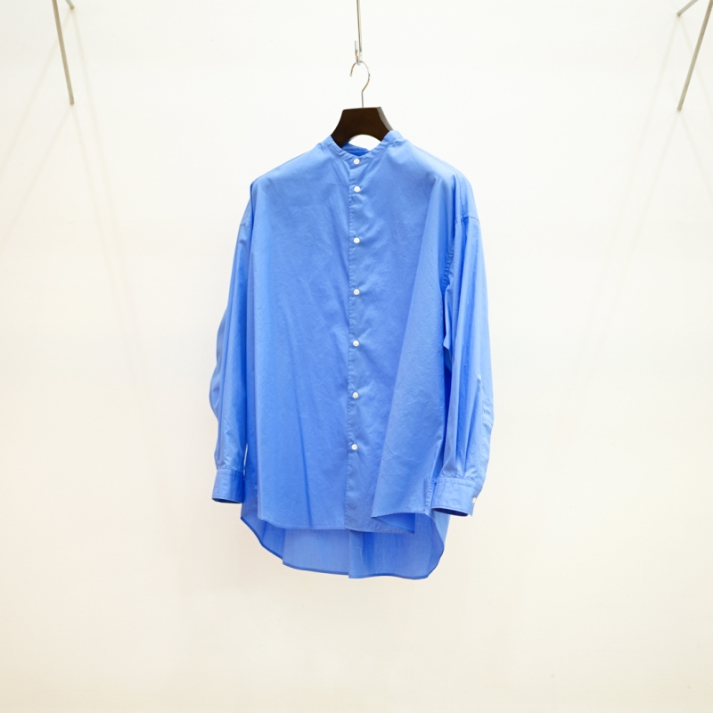 Graphpaper Broad L/S Oversized Band Collar Shirt (GL241-50007B)/Blue