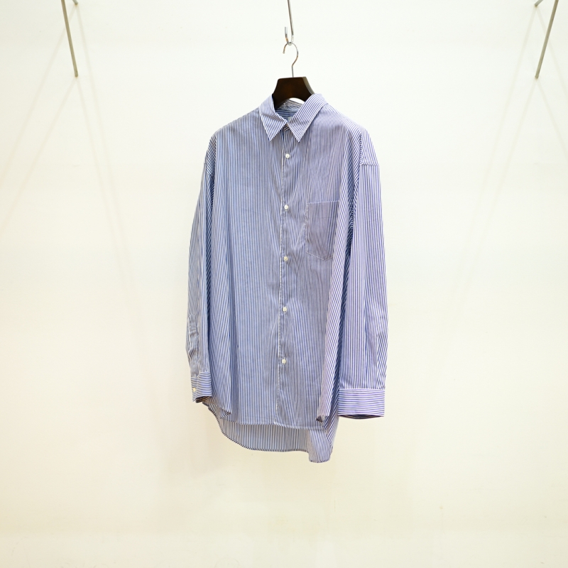 Graphpaper (եڡѡ) Broad L/S Oversized Regular Collar Shirt (GM241-50001STB)/Blue Stripe