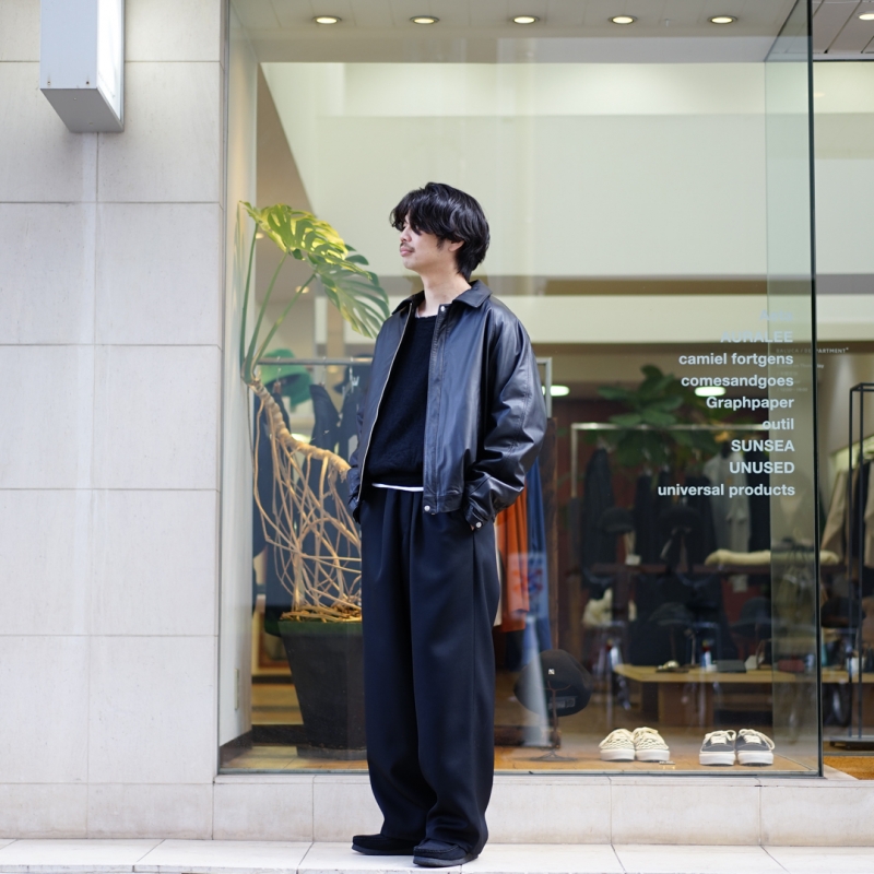 25SS Scale Off Wool Wide Chef Pants ブラック Graphpaper (グラフペーパー) 25SS Collectionの新作、Scale Off