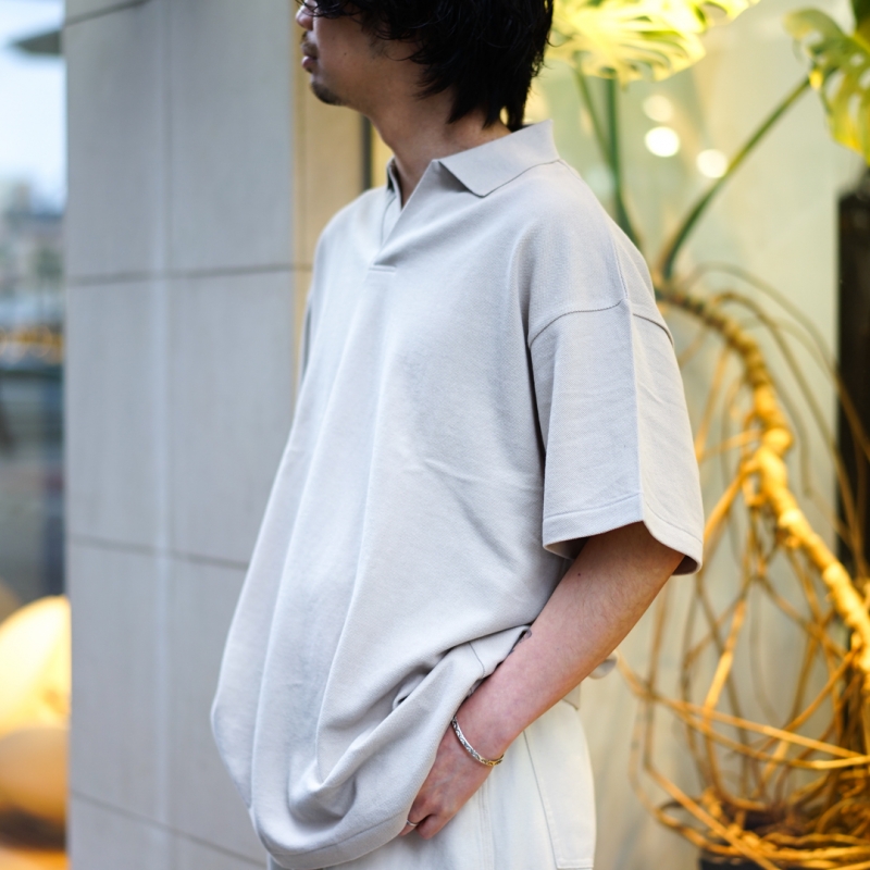 トップス Graphpaper 25SS Skipper Polo GU251-70057 Graphpaper (グラフペーパー) Cotton Pique Jersey S/S Skipper