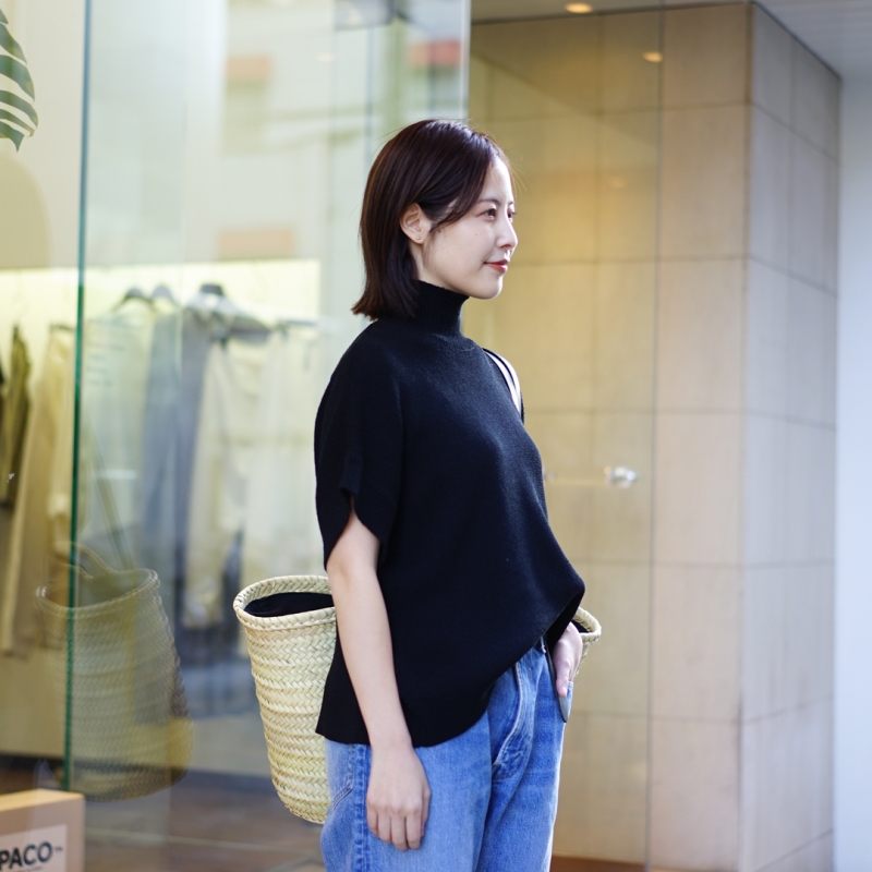 Graphpaper for women's(グラフペーパー) Linen Solotex S/S Mock Neck