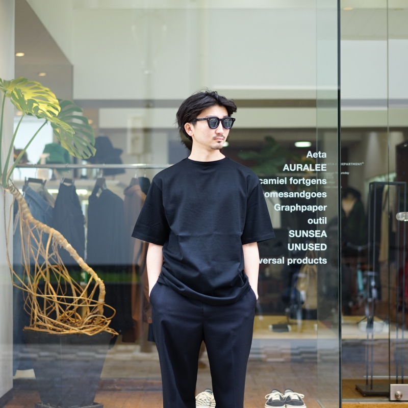 新品未使用✨ AURALEE クロップド丈　長袖トップス Tシャツ ボートネック AURALEE オーラリークロップド丈ボートネックT ブルーグレー