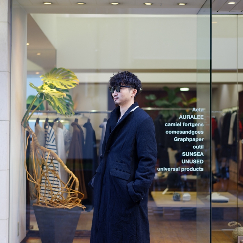 SUNSEA (サンシー) 31th Collectionの新作、British Wool Long Coat/BK