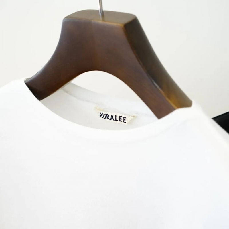 AURALEE (オーラリー) Luster Plaiting Boat-Neck L/S Tee/White/Black