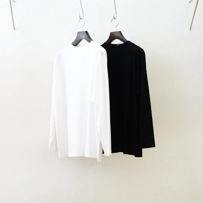 AURALEE (オーラリー) Luster Plaiting Boat-Neck L/S Tee/White/Black