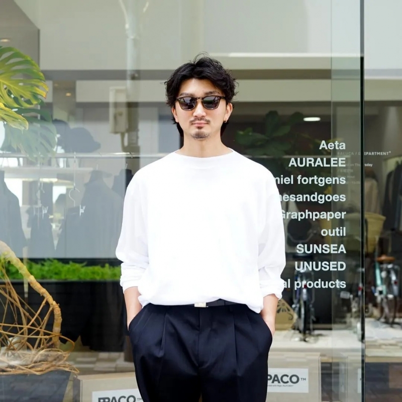 AURALEE (オーラリー) Luster Plaiting Boat-Neck L/S Tee/White/Black