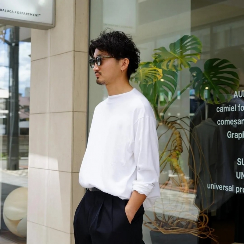AURALEE (オーラリー) Luster Plaiting Boat-Neck L/S Tee/White/Black