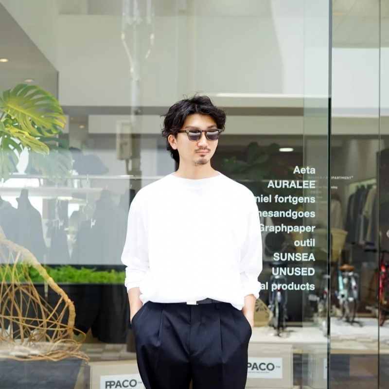 AURALEE (オーラリー) Luster Plaiting Boat-Neck L/S Tee/White/Black