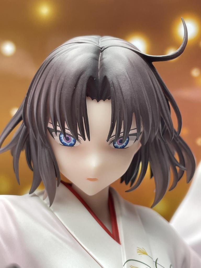 両儀式 コトブキヤ 1/7スケールフィギュア 直死の魔眼•ヘアアップパーツ付き 空の境界」両儀式のフィギュアが登場！ 日本刀を構える躍動感