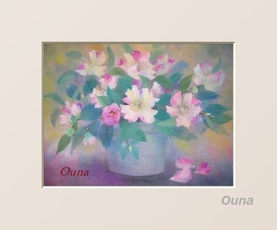 サザンカ（山茶花）の 絵 水彩画 | 月に昇るその日まで