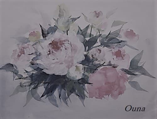 芍薬 の 水彩画（習作）・・ 写真ソフトで編集・加工して感じを変えて