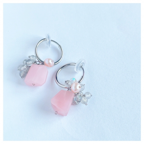 No.38 gallery「雨あがり」ラブラドライトのピアス&ペントップセット  
