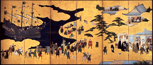 桃山時代の流行がわかる風俗画、松浦屏風、昭和50年切手趣味週間 