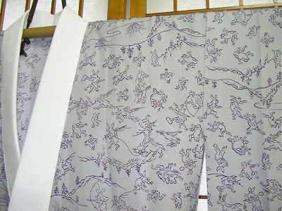 鳥獣戯画 長襦袢 反物 正絹 長襦袢（鳥獣戯画柄） | やまもと工藝 きる