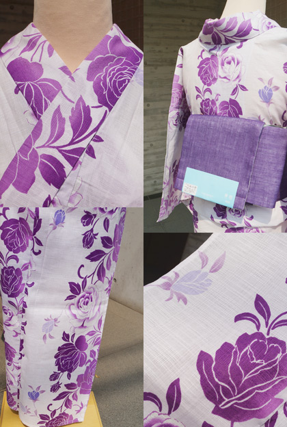 【美品】総絞りの赤ピンク紫花柄浴衣（夏の着物にも） n1-brand1077ok_1.jpg