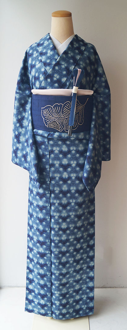 板締め絞り袷小紋紬