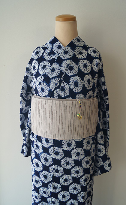 03藍染絞り浴衣お仕立て上がり